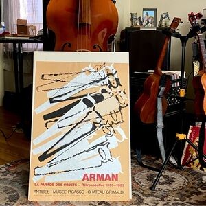 Arman Art Exhibition Poster Signed Vintage Armand Fernandez Saws Antibes France